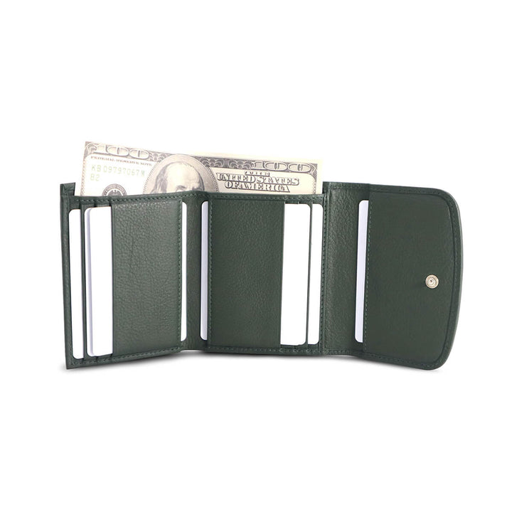 Handcrafted Card Wallet Dark Moss Green