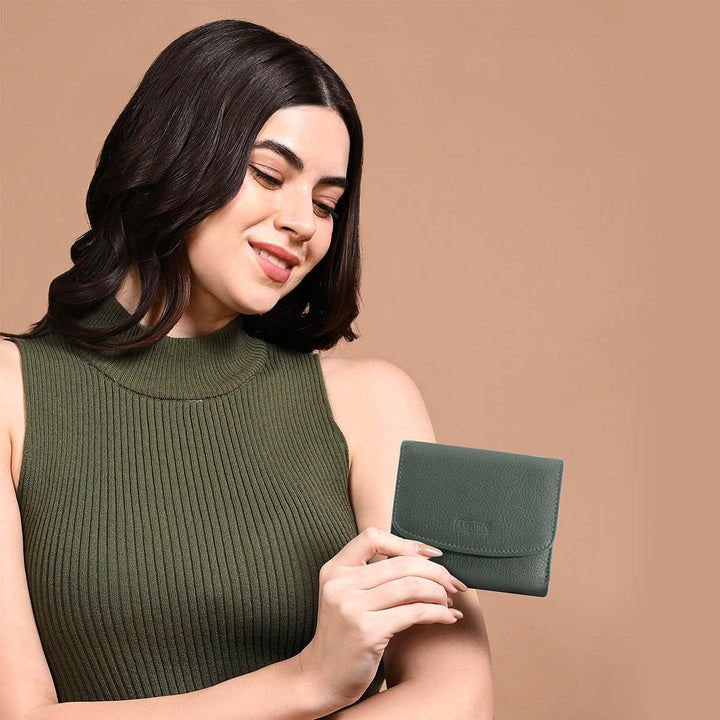 Handcrafted Card Wallet Dark Moss Green